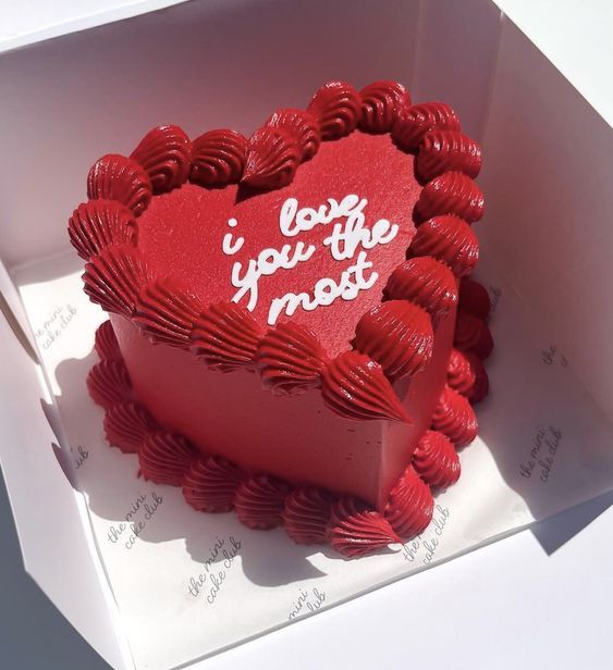 Valentines Day Red Small Heart Shape Cake image