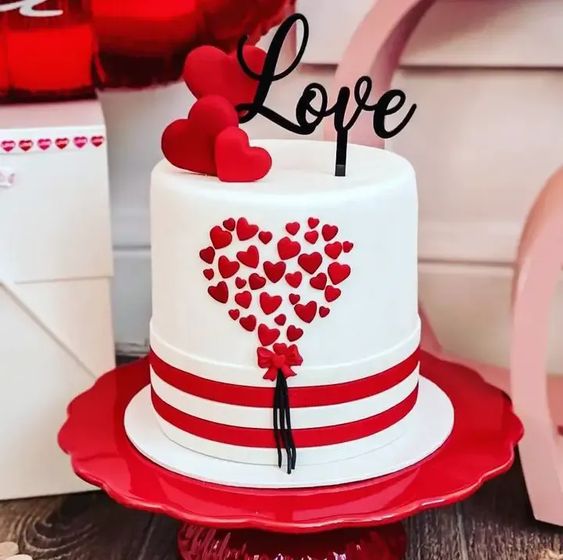 I Love You Valentine Heart Shape Cake image